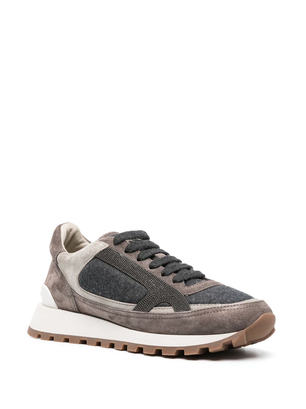 Brunello Cucinelli Sneakers Grey With Monili Detail