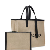 Ferragamo Logo Tote Bag In Beige