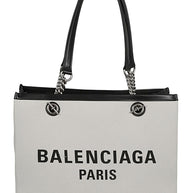 Balenciaga Logo Print Canvas Tote Bag