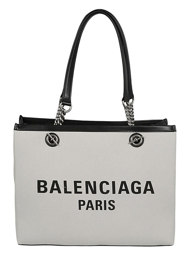 Balenciaga Logo Print Canvas Tote Bag