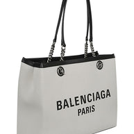 Balenciaga Logo Print Canvas Tote Bag