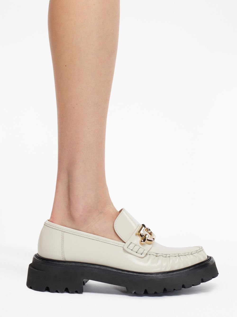 Ferragamo Gancini Buckle Loafers In White