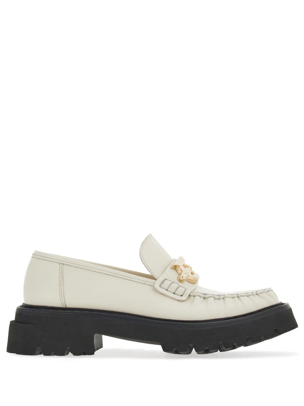 Ferragamo Gancini Buckle Loafers In White