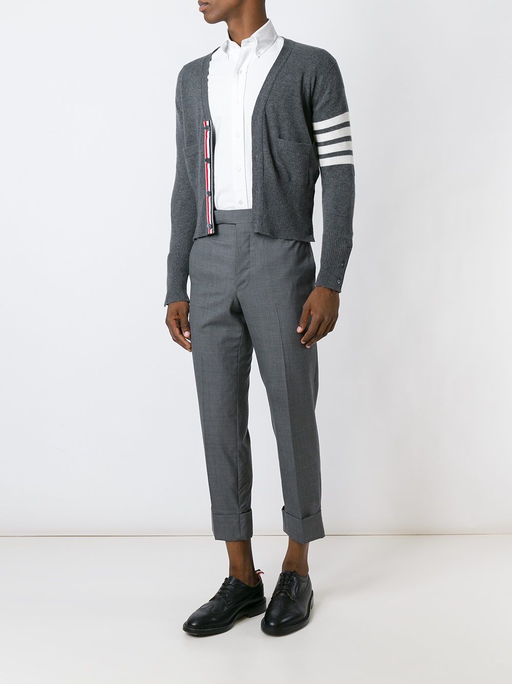 Thom Browne 4-bar Cashmere Cardigan In Grey