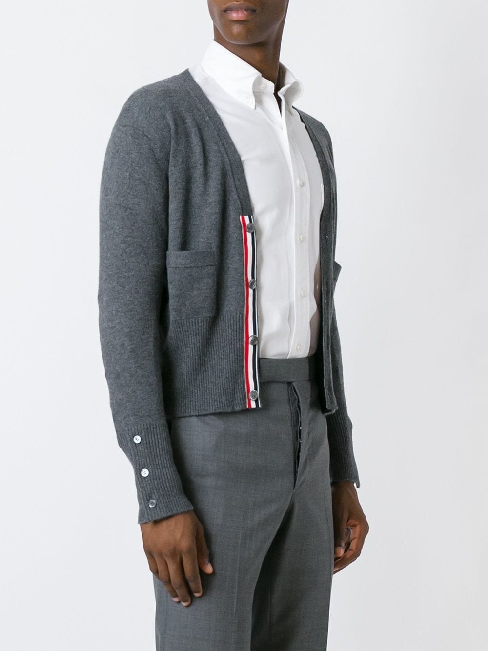 Thom Browne 4-bar Cashmere Cardigan In Grey