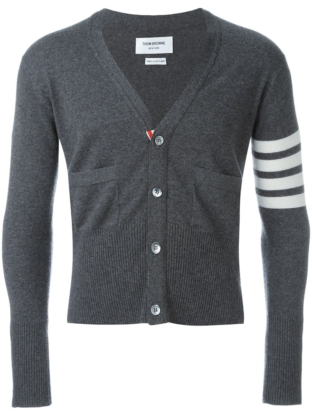 Thom Browne 4-bar Cashmere Cardigan In Grey