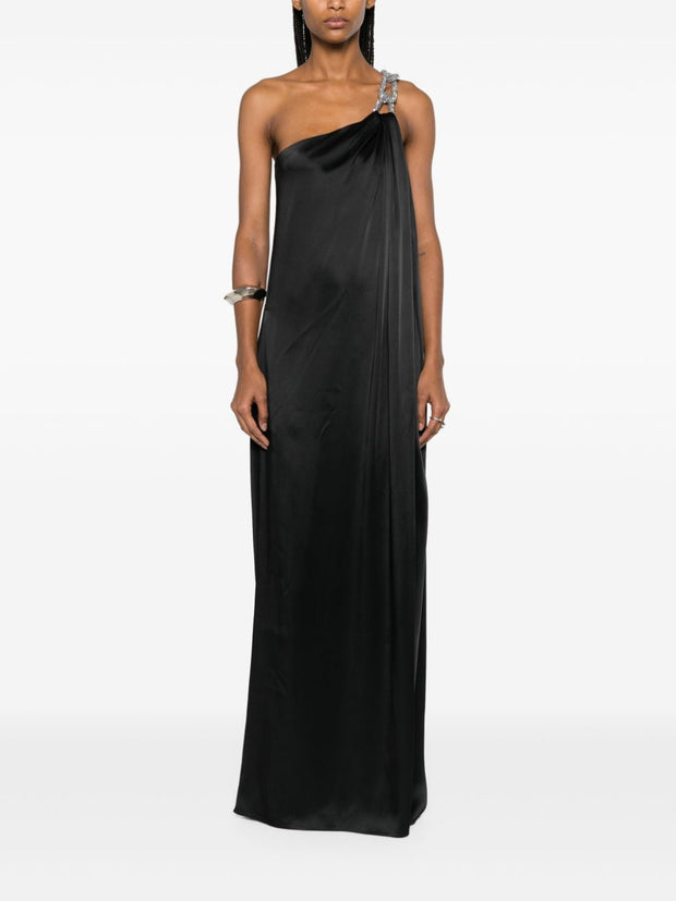 Stella McCartney Black One-shoulder Long Dress With Crystal Embellishment