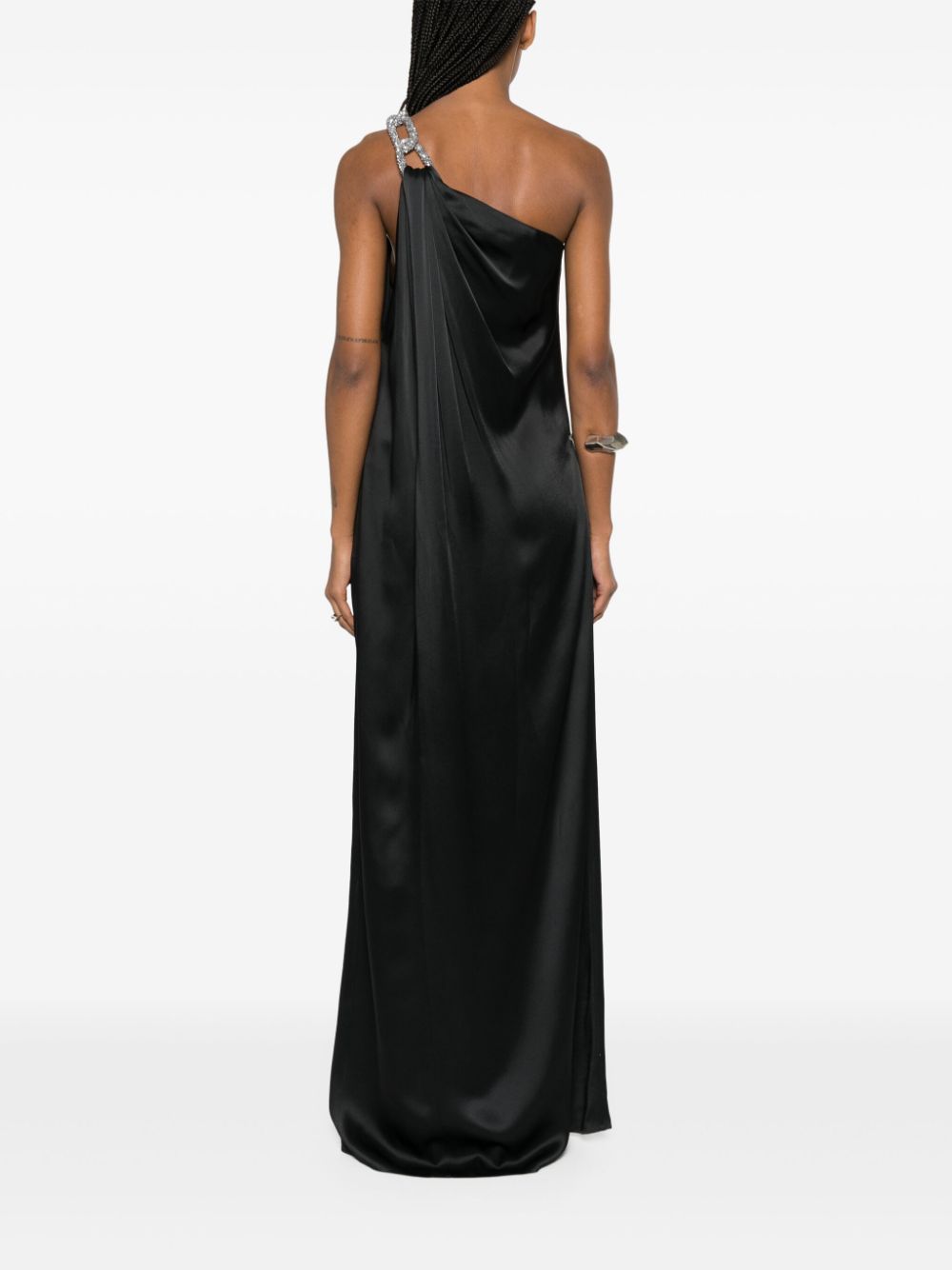 Stella McCartney Black One-shoulder Long Dress With Crystal Embellishment