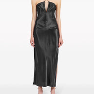 Ferragamo Satin Chain Strap Cami Top In Black
