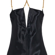 Ferragamo Satin Chain Strap Cami Top In Black