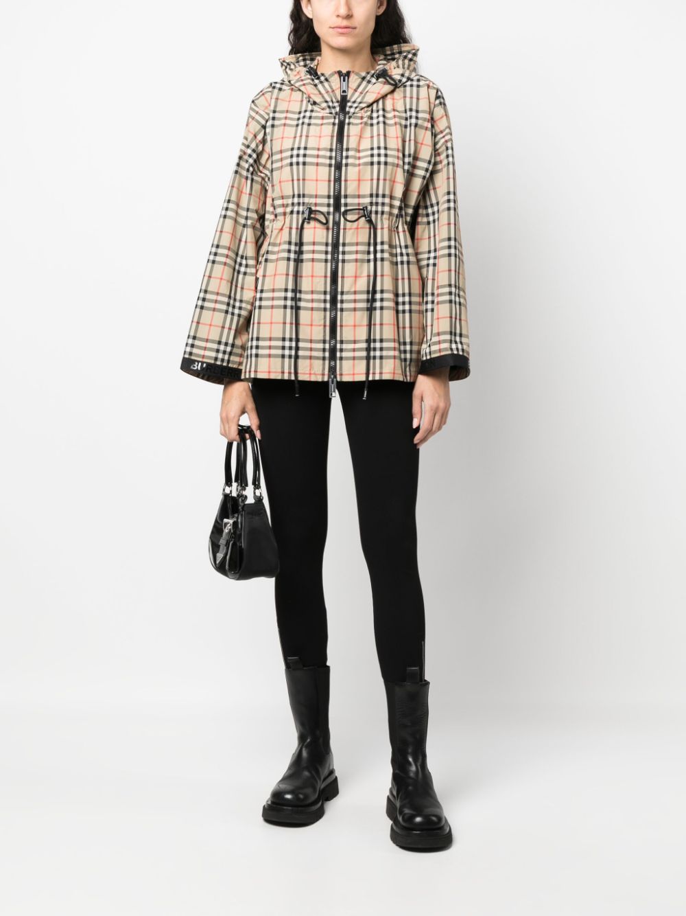 Burberry Check Hooded Jacket Beige