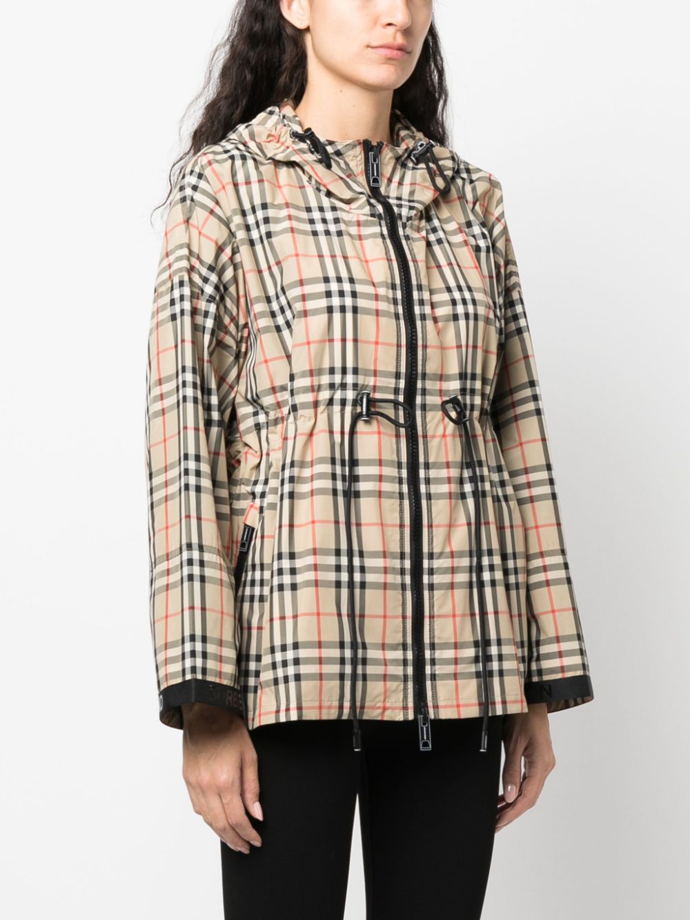 Burberry Check Hooded Jacket Beige