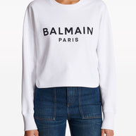Balmain Logo Print Cropped Sweatshirt