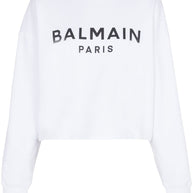 Balmain Logo Print Cropped Sweatshirt