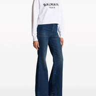 Balmain Logo Print Cropped Sweatshirt