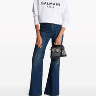 Balmain Logo Print Cropped Sweatshirt