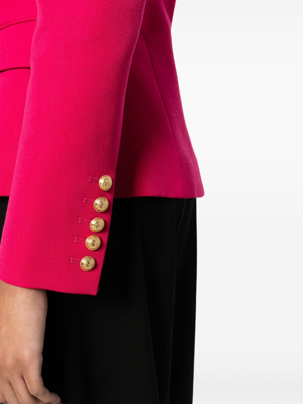 Balmain Virgin Wool Double Breasted Jacket Fuchsia