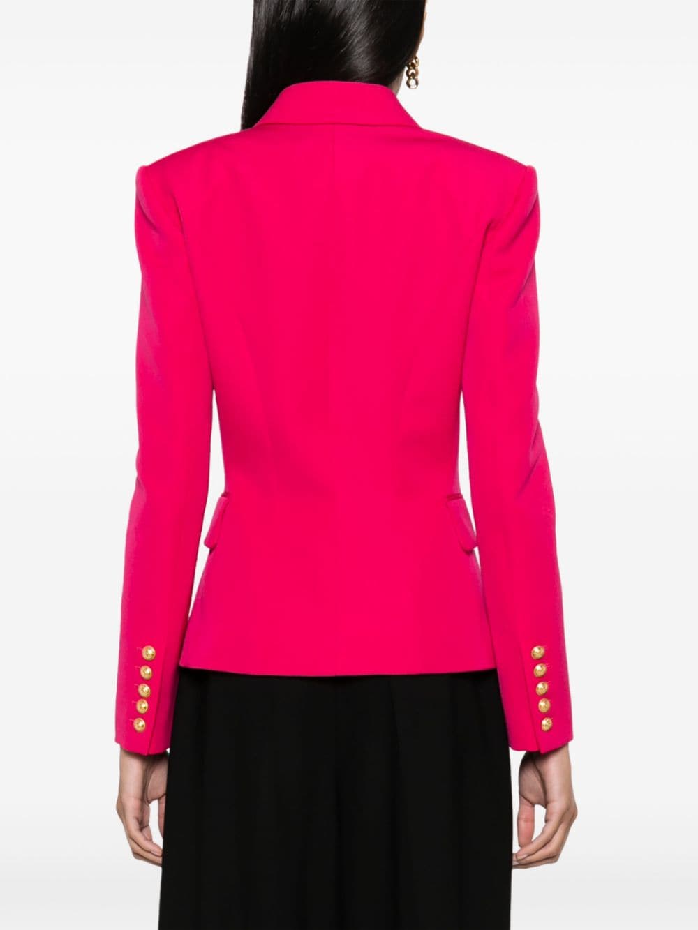 Balmain Virgin Wool Double Breasted Jacket Fuchsia