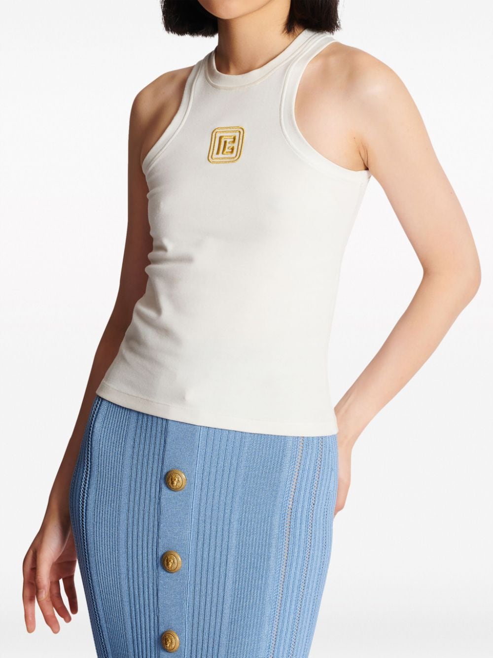 Balmain Embroidered Logo Tank Top