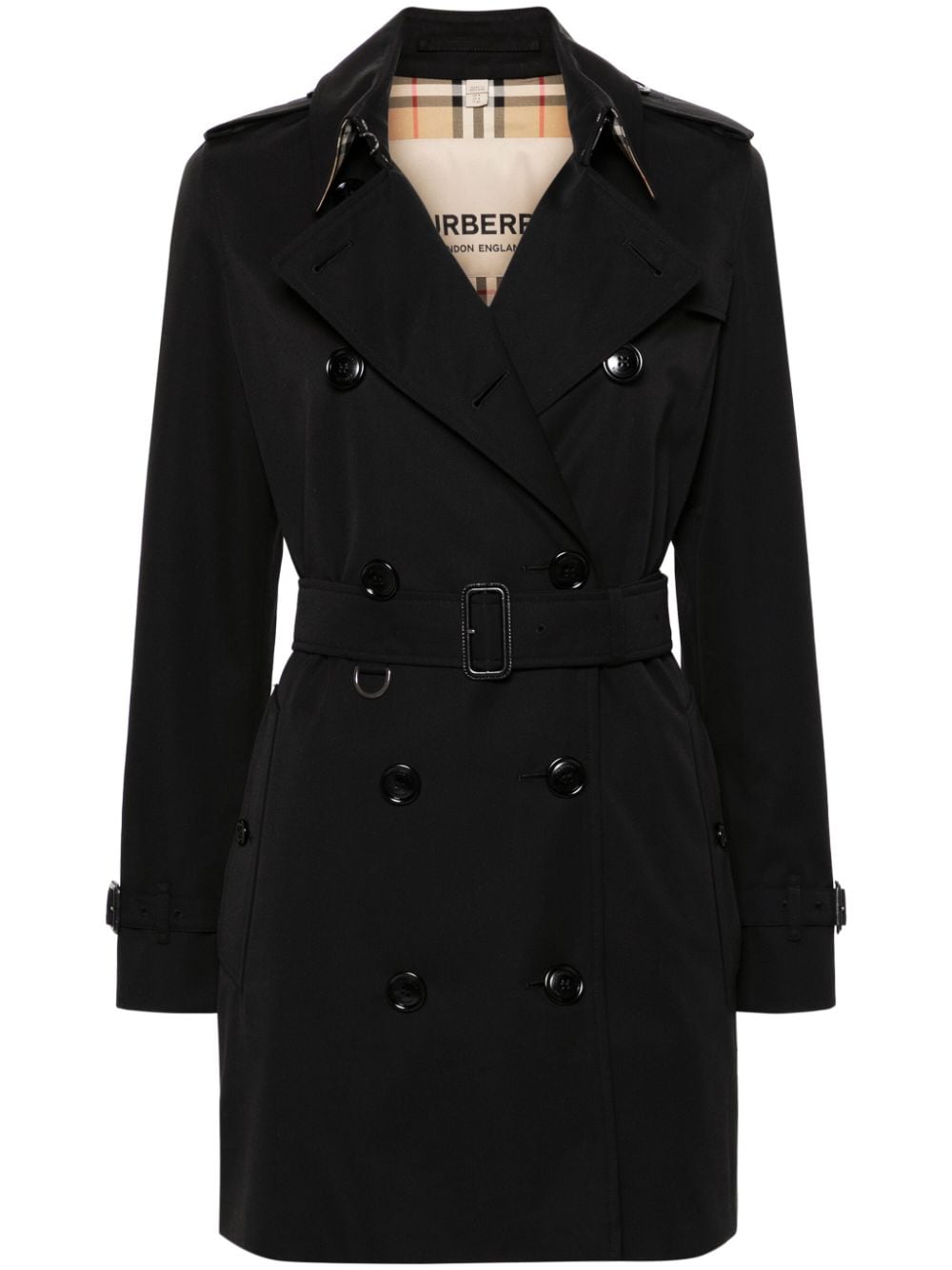 Burberry Black Cotton Garbardine Trench Coat