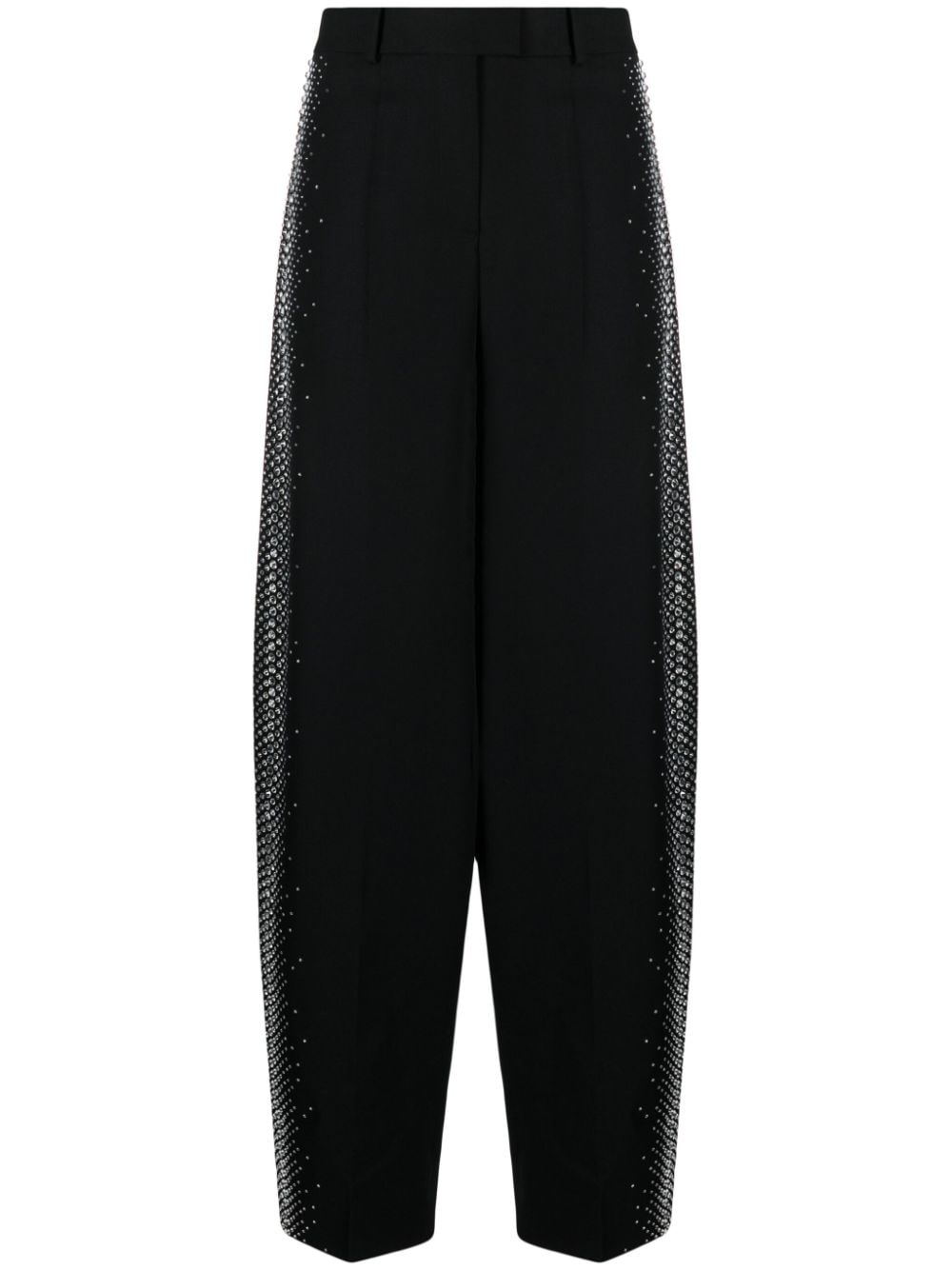 The Attico Rhinestone Embellished Wool Pants Black