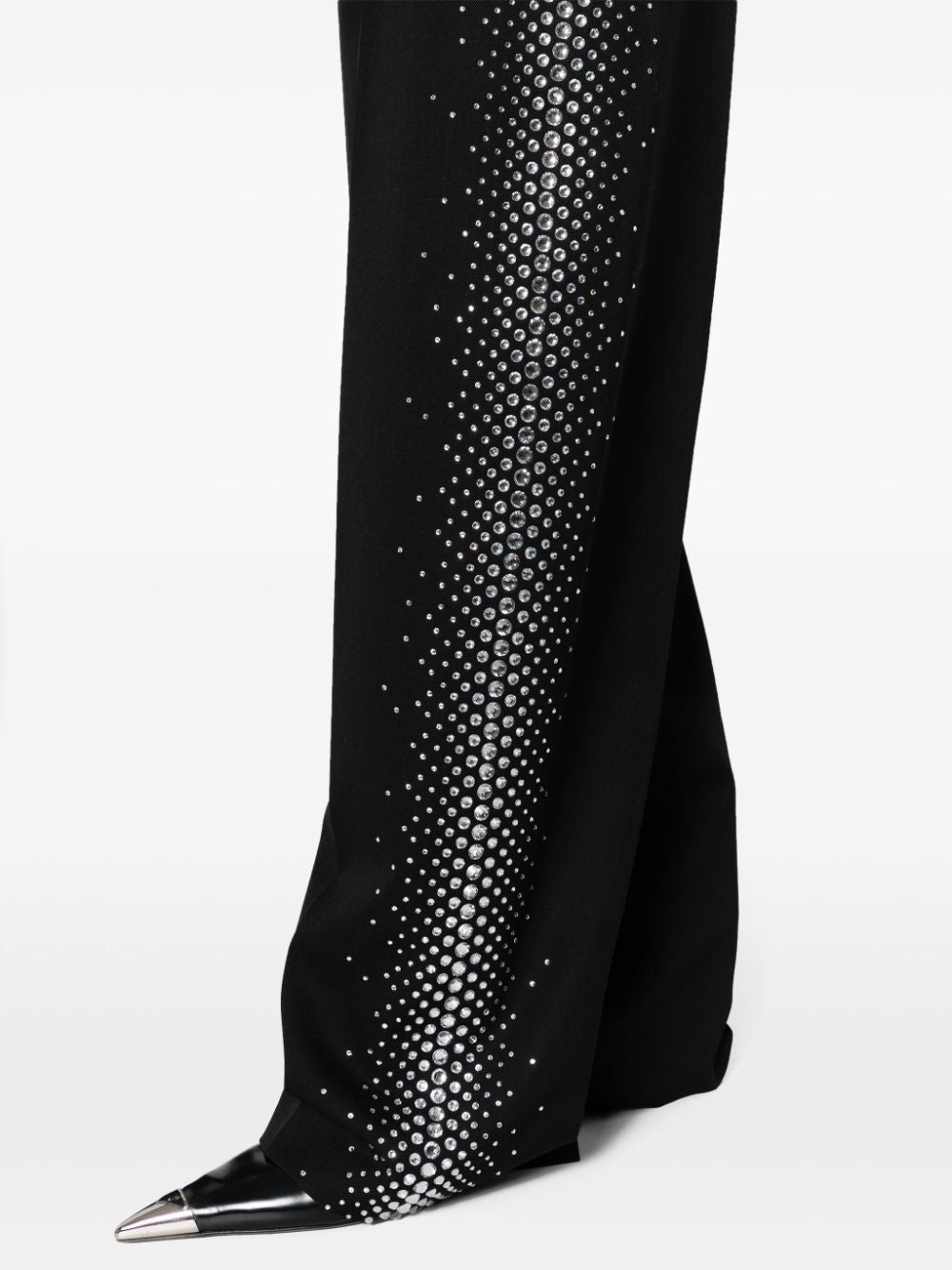 The Attico Rhinestone Embellished Wool Pants Black