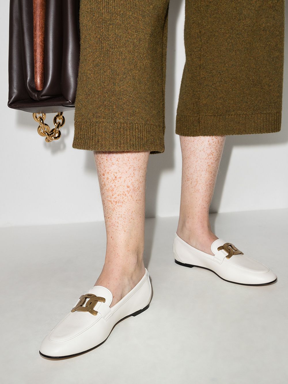 Tod's White Leather Kate Loafers