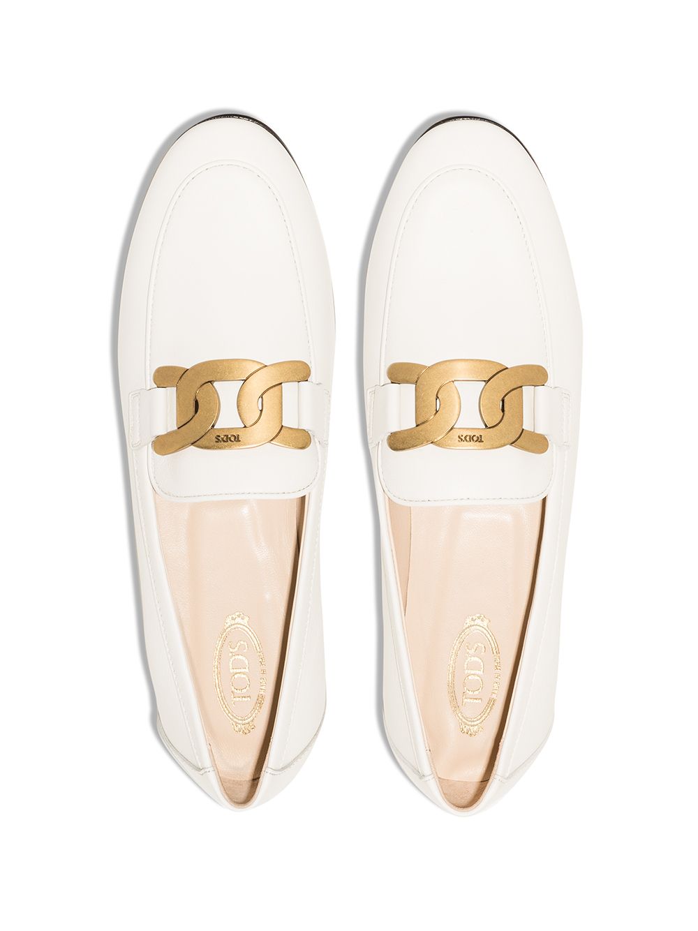 Tod's White Leather Kate Loafers