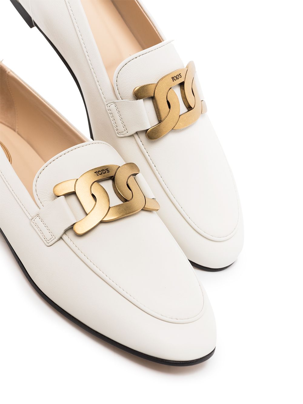 Tod's White Leather Kate Loafers