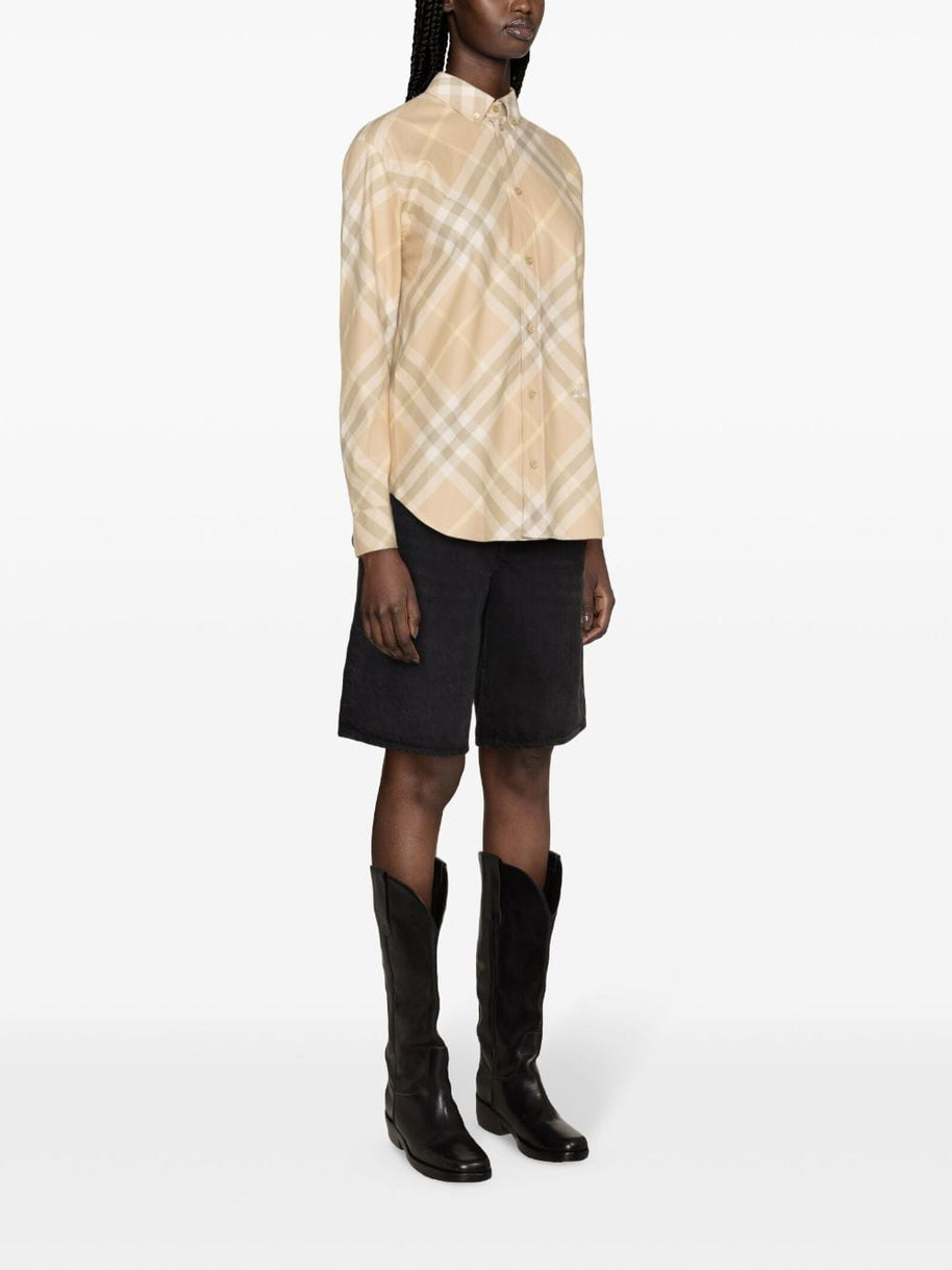 Burberry Check Shirt In Beige