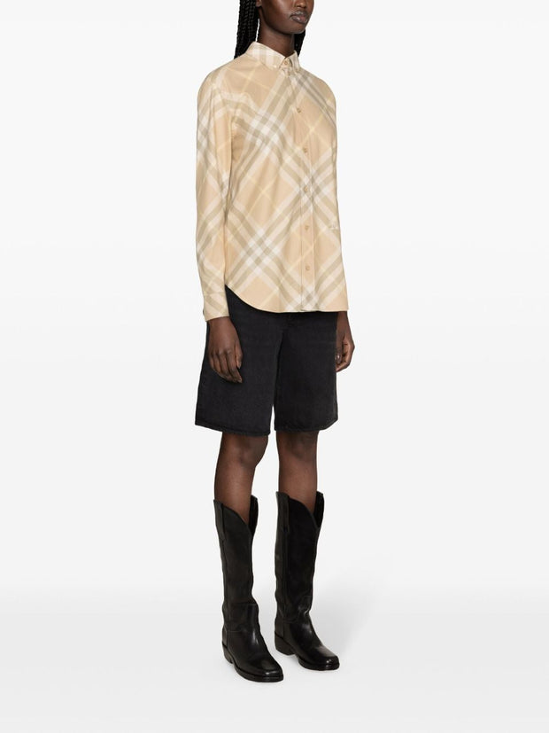 Burberry Check Shirt In Beige