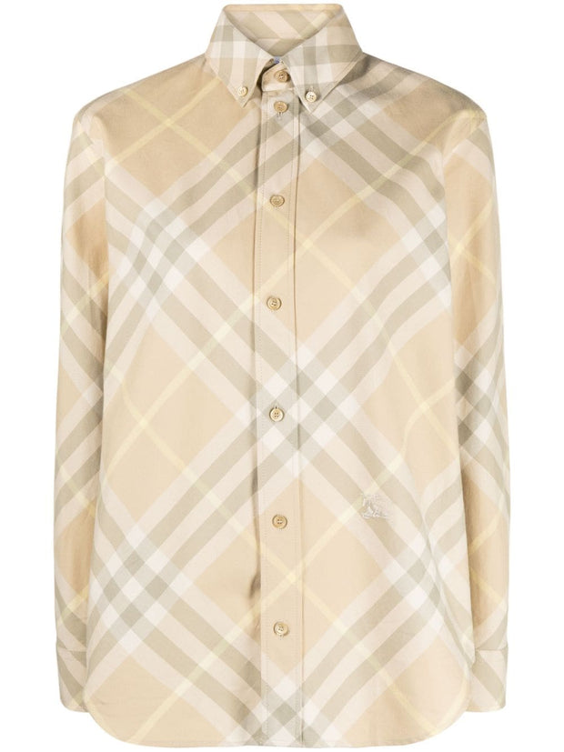 Burberry Check Shirt In Beige