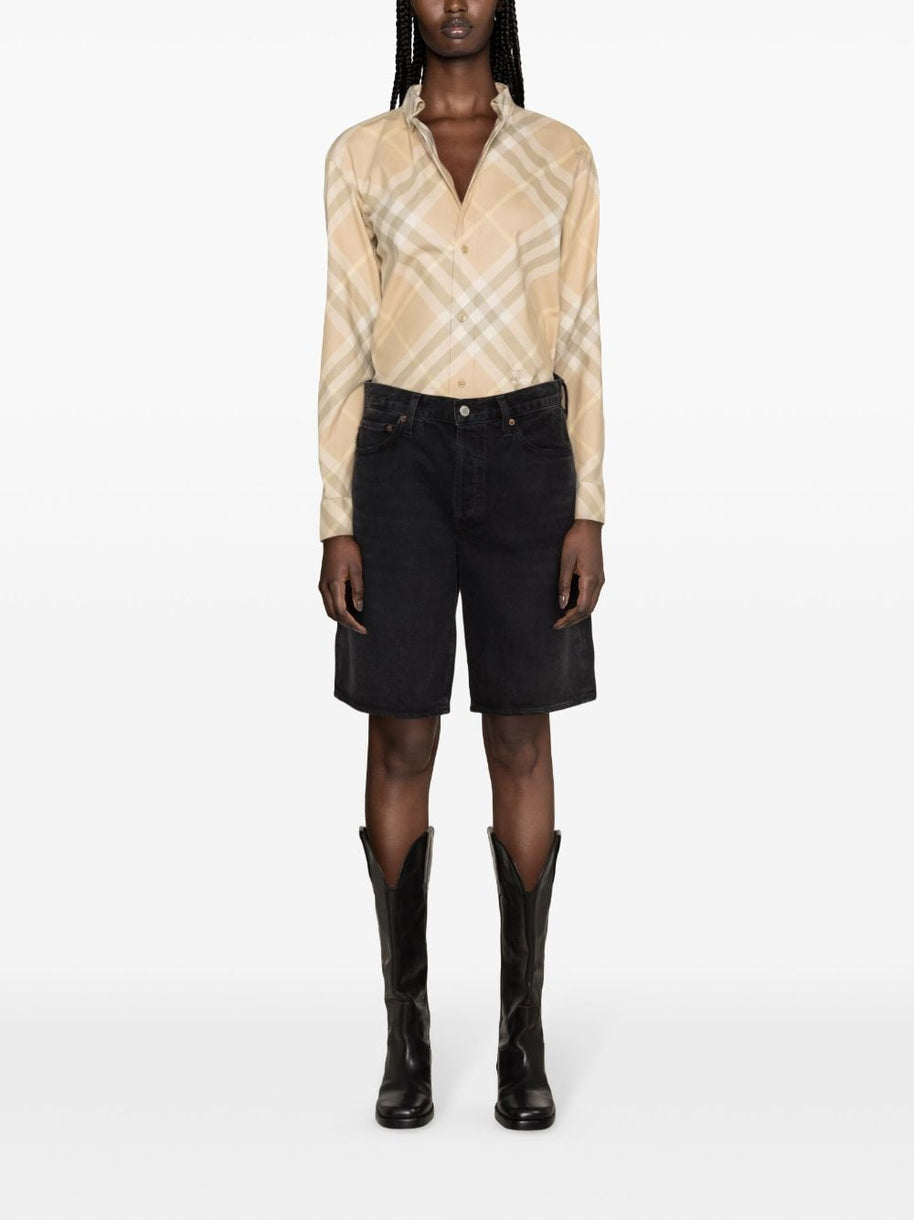 Burberry Check Shirt In Beige
