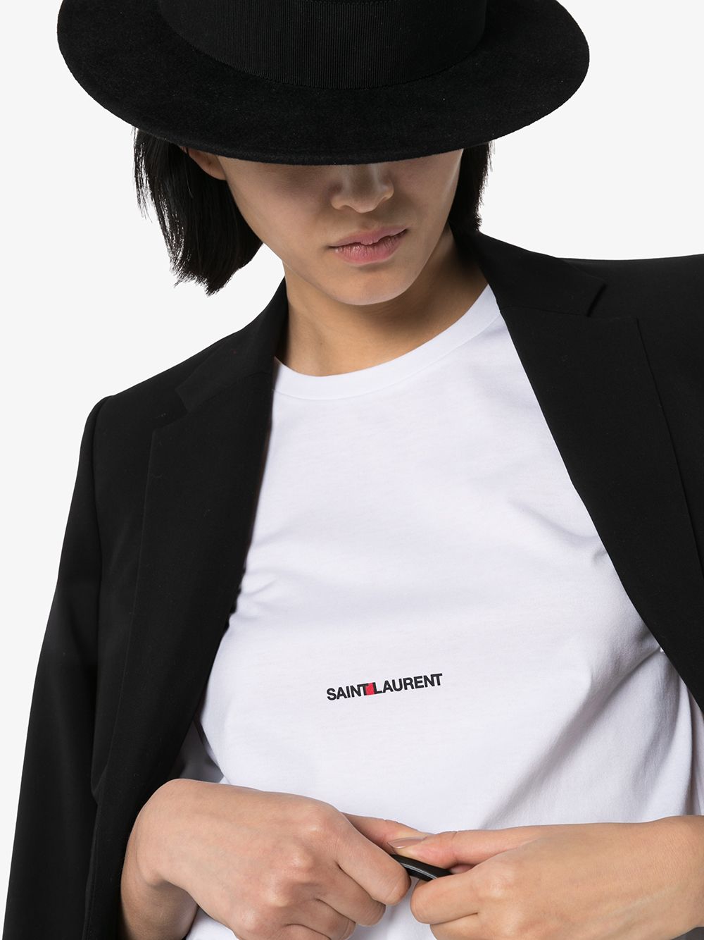 Saint Laurent Cotton Crew Neck T-shirt White