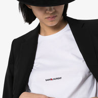Saint Laurent Cotton Crew Neck T-shirt White