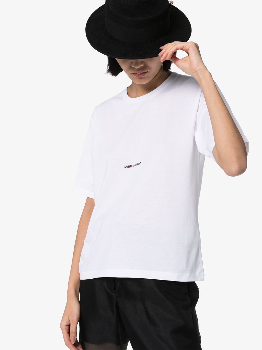 Saint Laurent Cotton Crew Neck T-shirt White