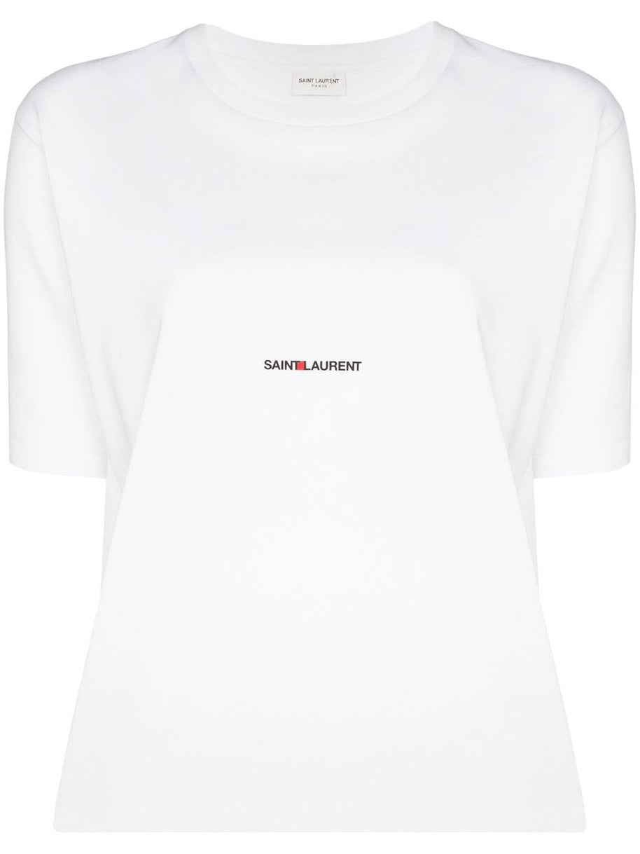 Saint Laurent Cotton Crew Neck T-shirt White