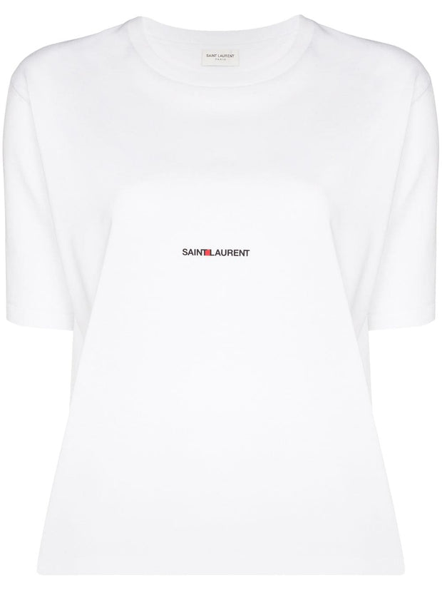 Saint Laurent Cotton Crew Neck T-shirt White