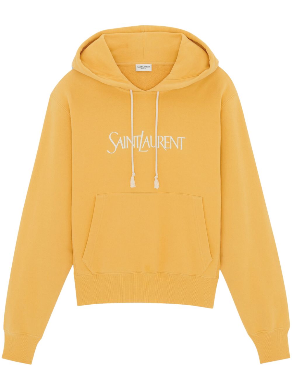 Saint Laurent Logo Print Hooded Sweatshirt Yellow