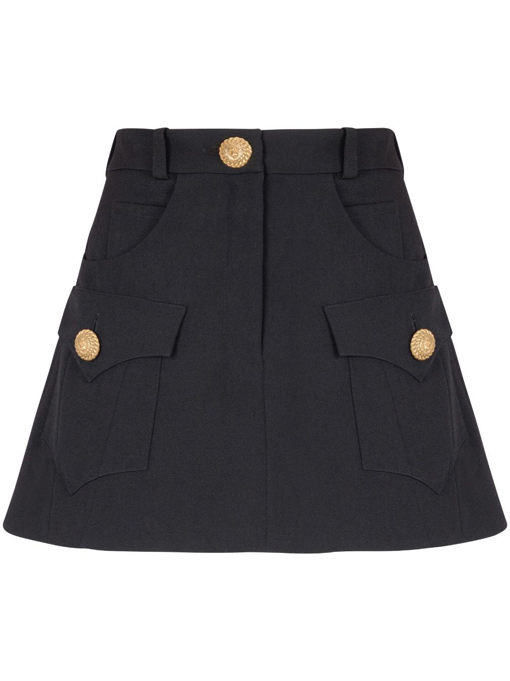 Balmain Wool Mini Skirt Black