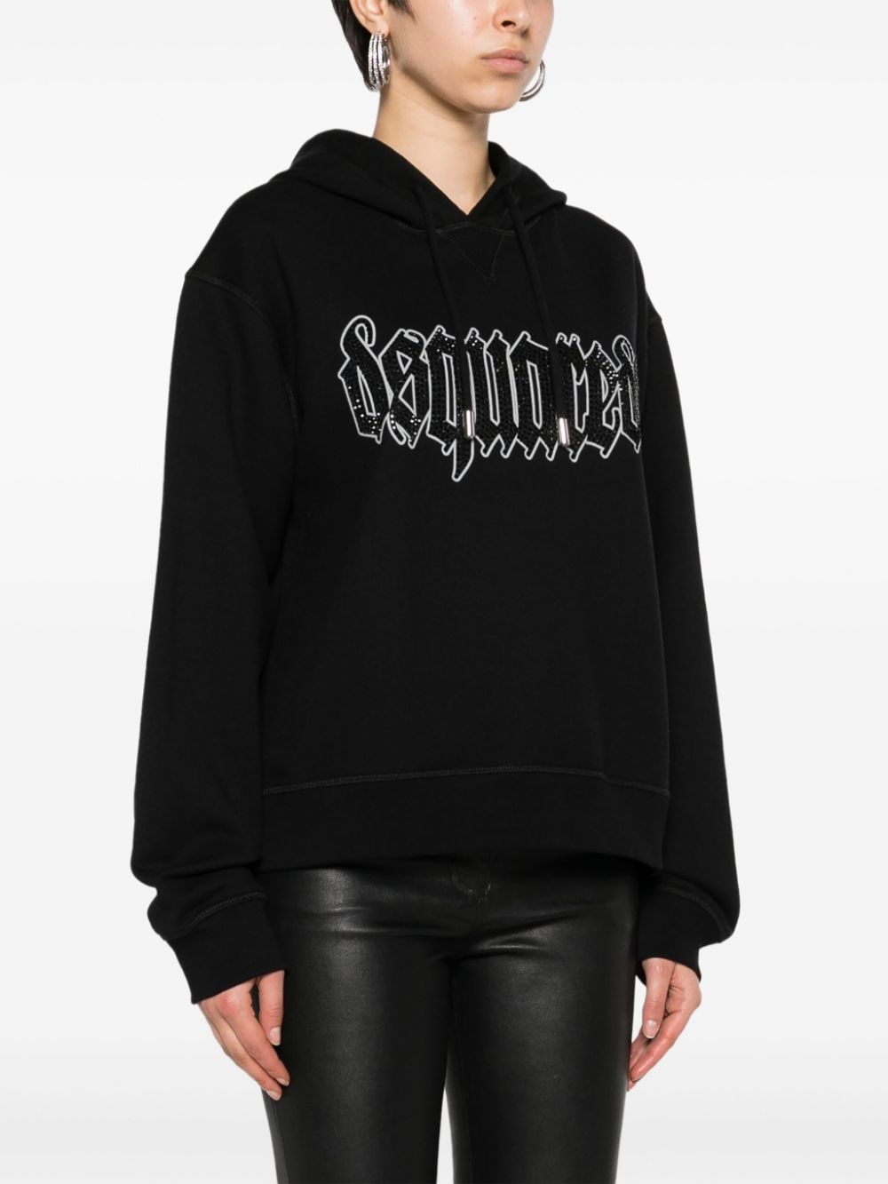 Dsquared2 Logo Print Hooded Sweatshirt Black