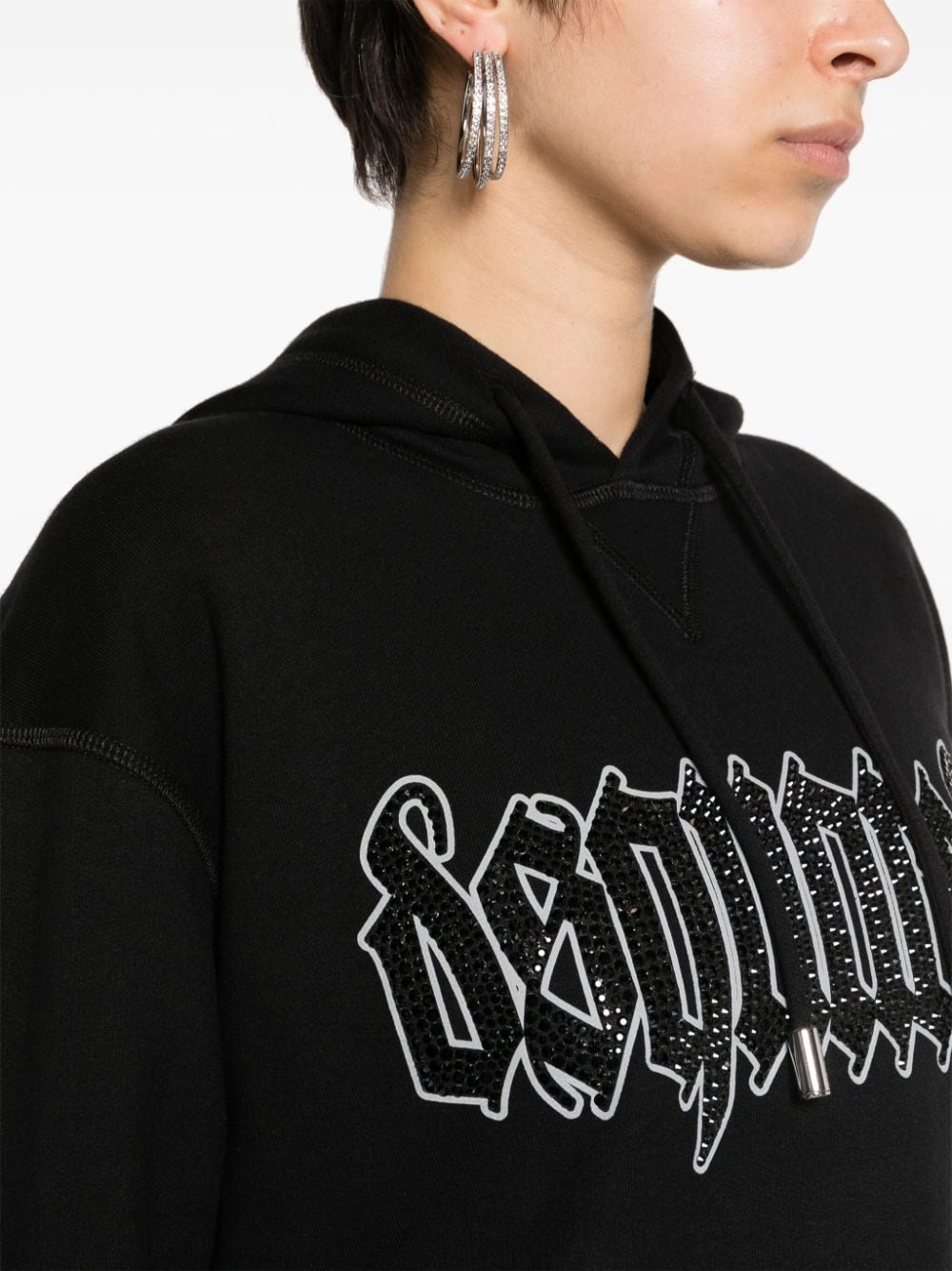 Dsquared2 Logo Print Hooded Sweatshirt Black