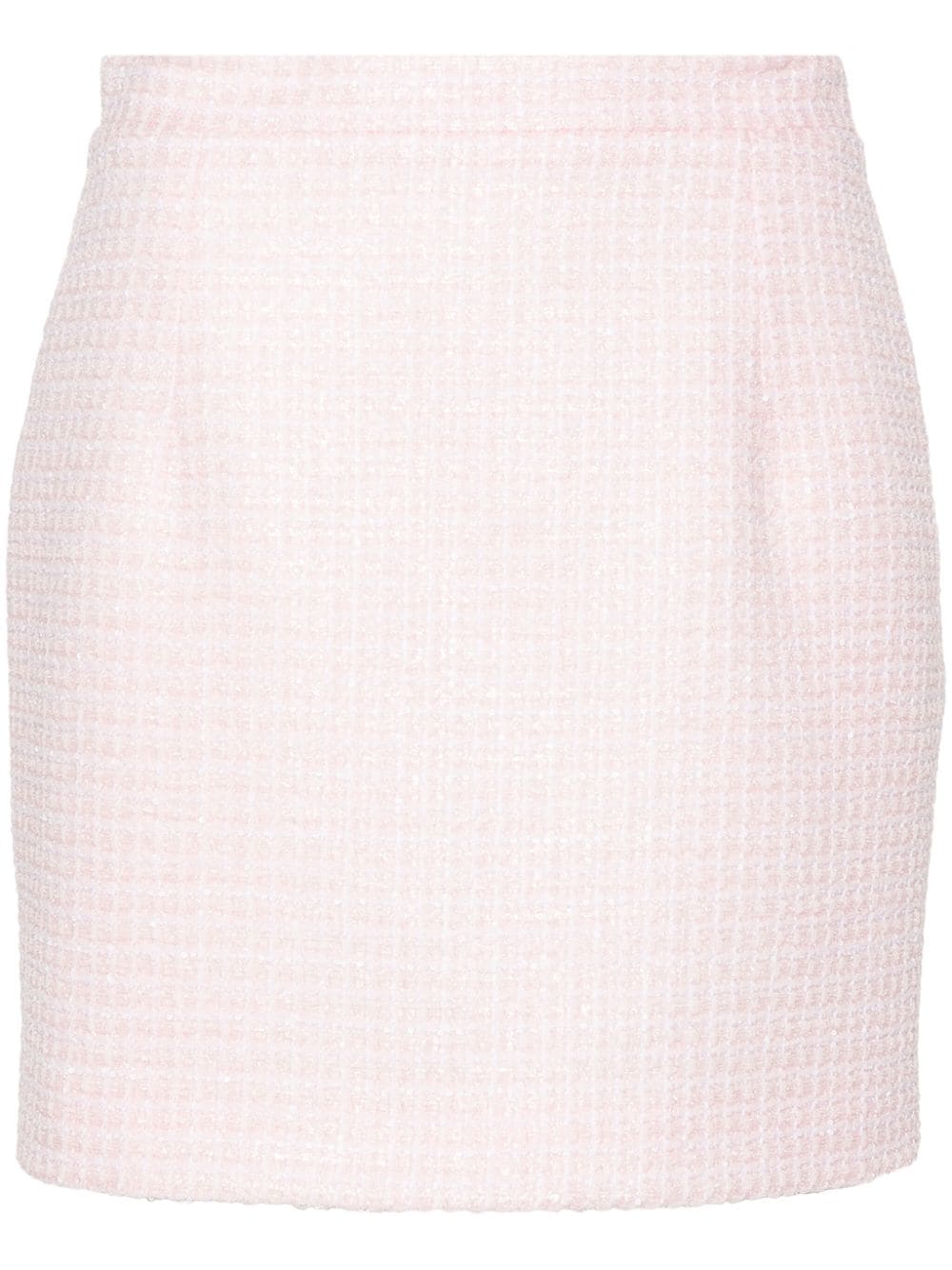 Alessandra Rich Tweed Mini Skirt Powder