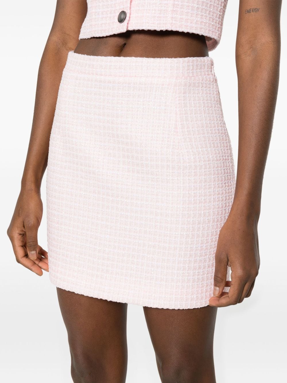 Alessandra Rich Tweed Mini Skirt Powder