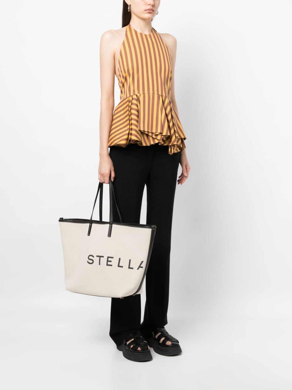 Stella McCartney Logo Print Cotton Tote Bag