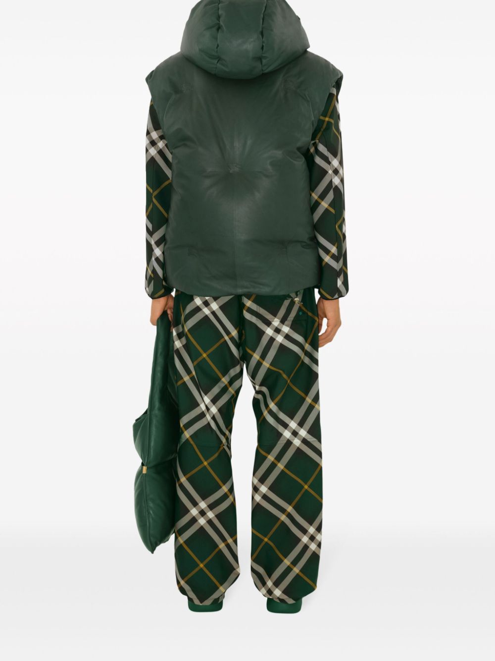 Burberry Check Trousers In Green