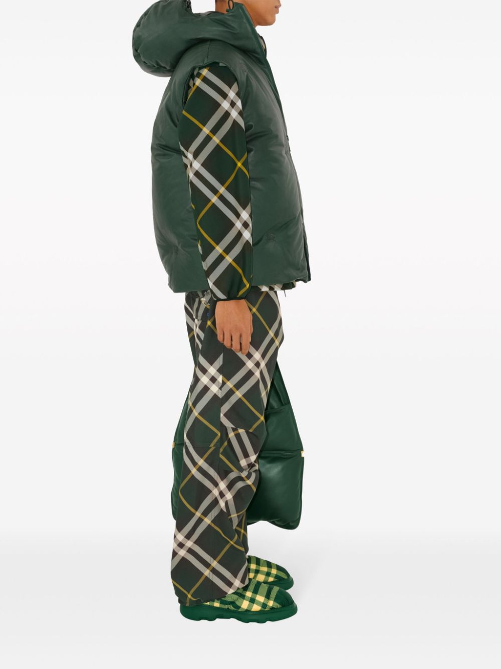 Burberry Check Trousers In Green