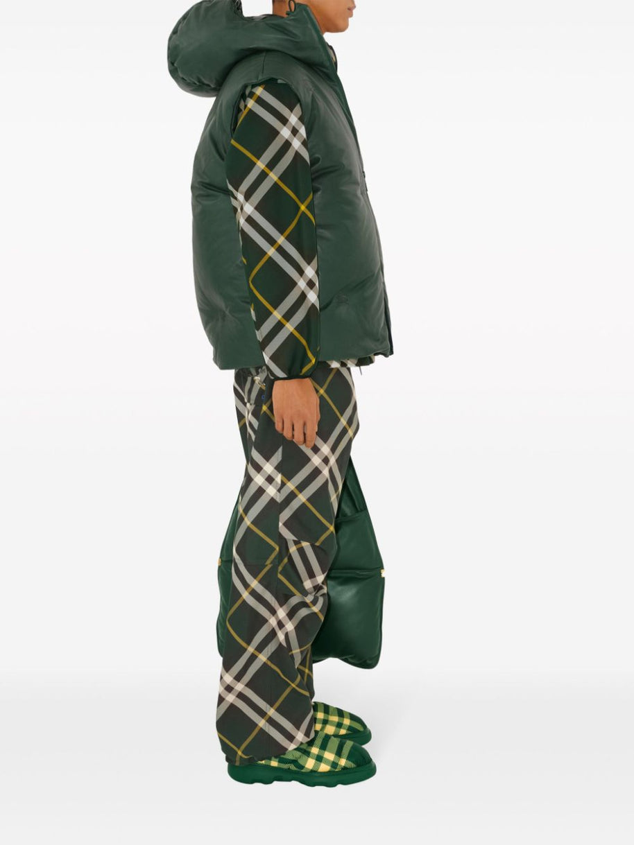 Burberry Check Trousers In Green