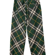Burberry Check Trousers In Green