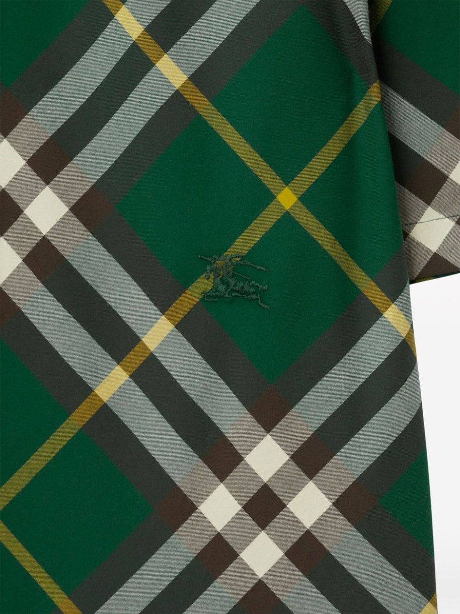 Burberry Check Cotton Shirt In Green